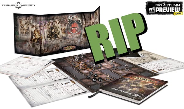 A photo of the cancelled Necromunda Roleplay game, with the word RIP over it. 